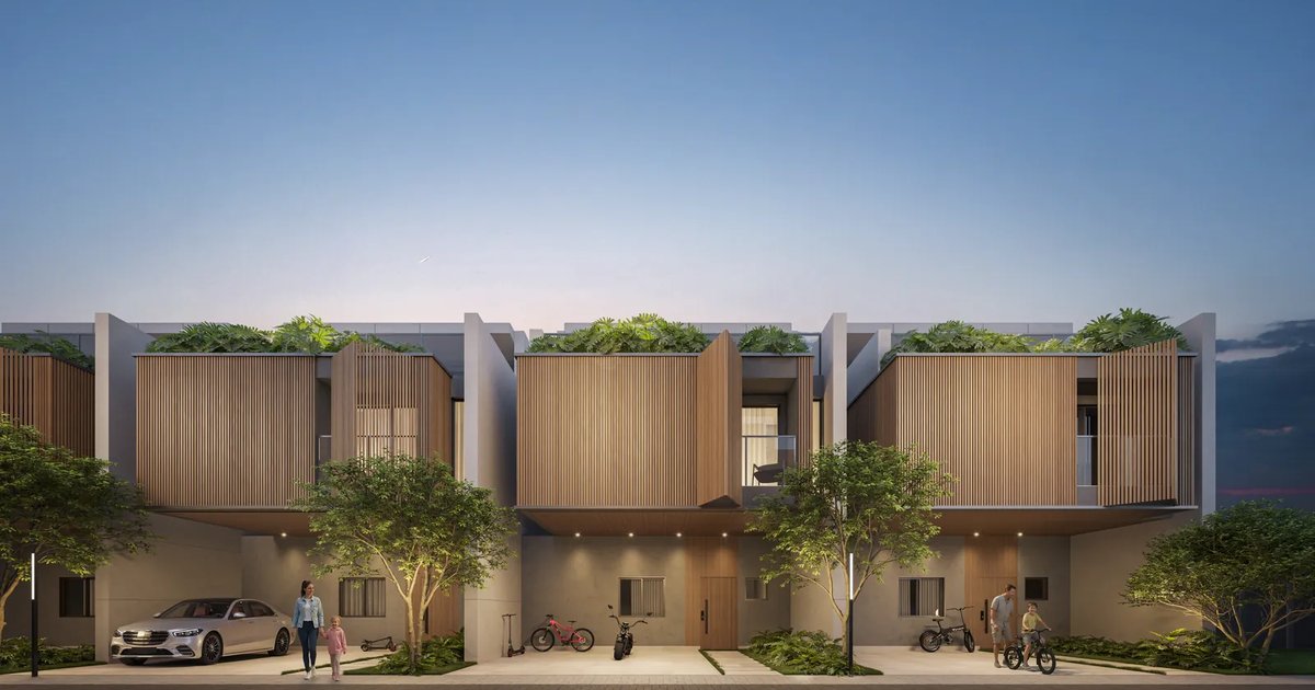 Fachadas das casas do Barra Home Design, com brises de madeira