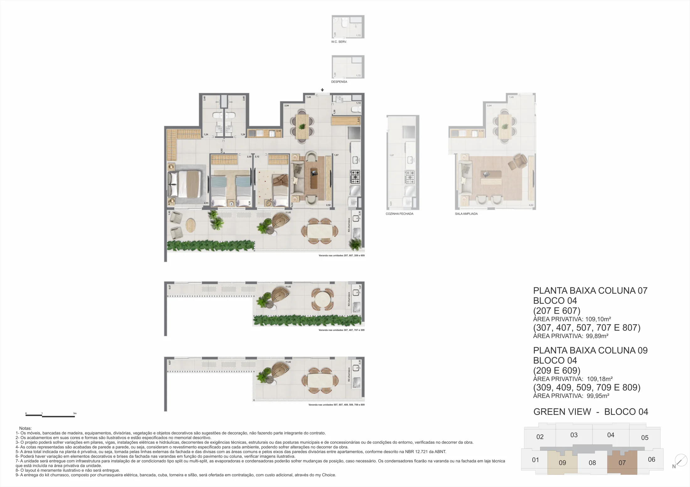 Planta de apartamentos da torre 4 · 3 quartos